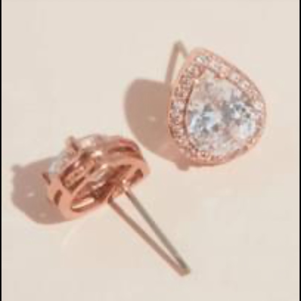 David’s Bridal rose gold and CZ teardrop earrings